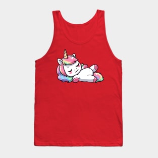 Cute Lazy Sleeping Unicorn Tank Top